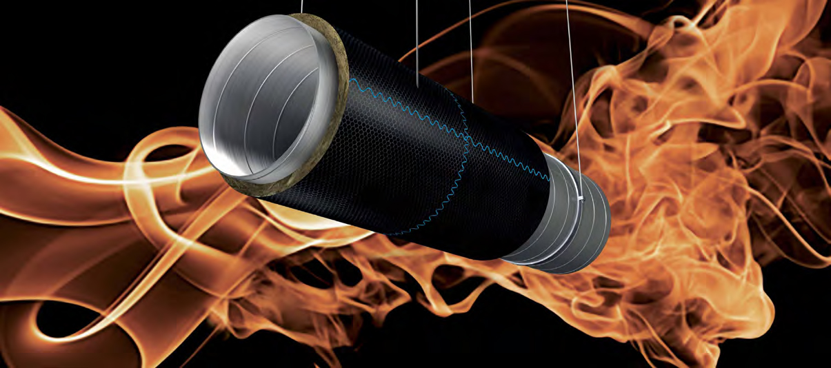 Knauf Insulation Fire-tek Duct Protect tűzvédelmi rendszer kör keresztmetszetűcsatornákhoz